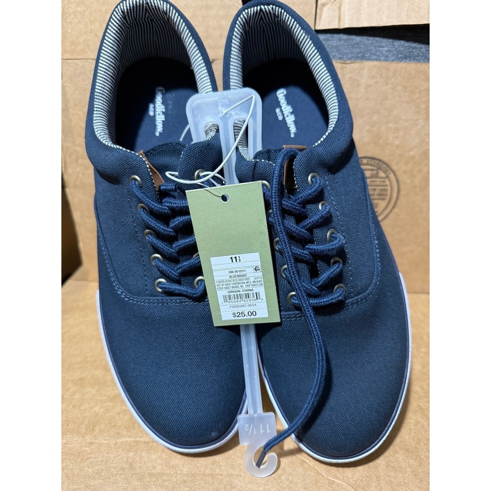 Goodfellow & Co Brady Mens Navy Blue Canvas Sneakers Low Top Lace Up Shoes 11.5